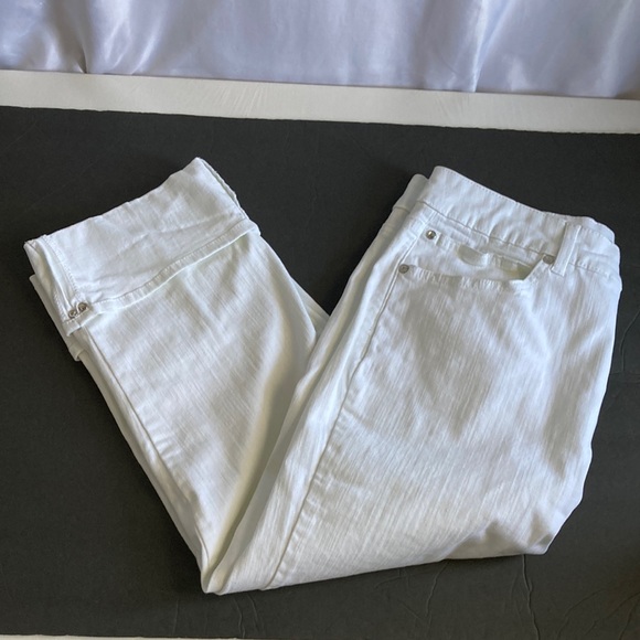 Code Bleu Gwen White Cropped Cuffed Jeans Size 14 - Picture 1 of 13
